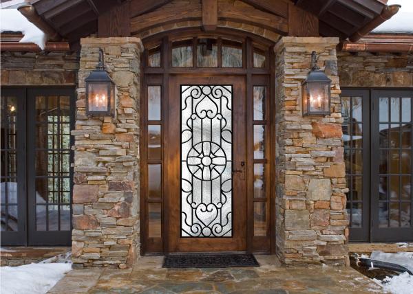 Buy cheap Scroll Work Filled Wrought Iron Glass Door , Single Iron Doors Maintenance Free from wholesalers