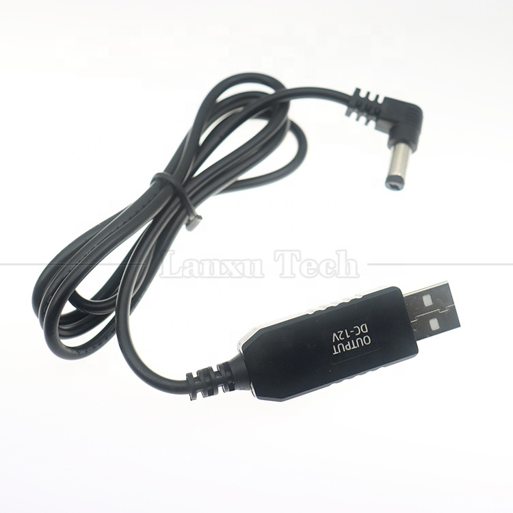 12V Booster USB 5V to 12V 90 Degree Angle 5.5x2.1 mm Jack Cable for Wifi Router