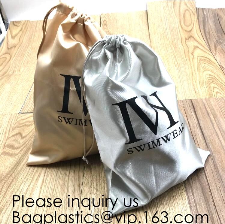 Satin Gift Bag With Logo Printing,Personalized White Satin Pouch Bag, Satin Drawstring pouch bag,Plain Square Bottom Sat