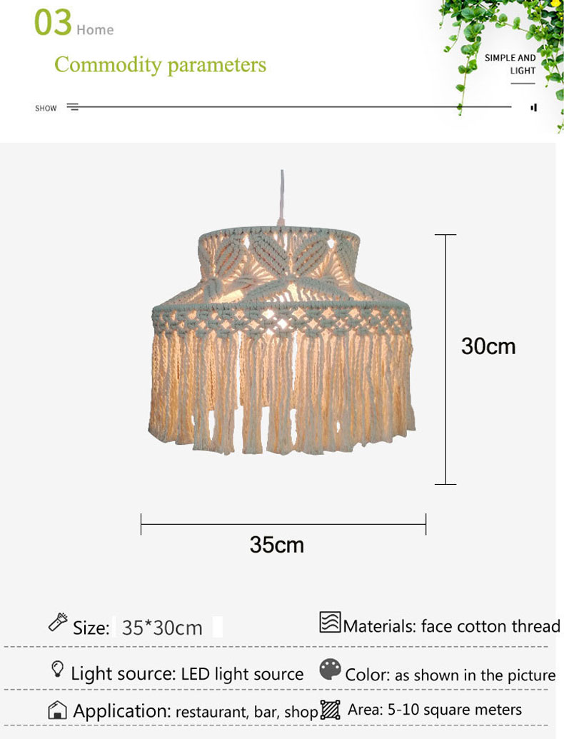 Nordic Bohemian chandelier creative living room LED lamp kitchen bedroom cotton lamp(WH-VP-227)