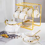 Luxury Tea Set Gold Ceramic Tea Pot and Tea Cup Set for Afternoon Coffee