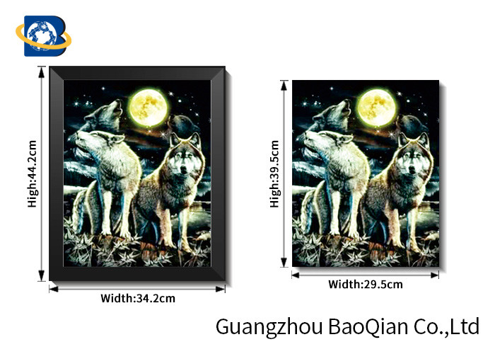 Wolf 3D Animals Images , 3D Animated Pictures Stereograph Printing PVC/MDP Frame