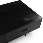 Living Room Metal Legs Ash Wood Modern Coffee Table With Drawers