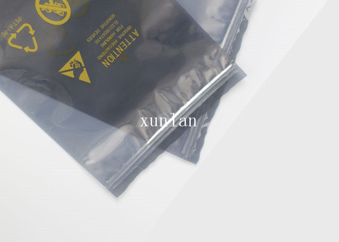 Zipper ESD Anti Static Bags 0.08mm - 0.2mm Flat Waterproof With Printing Logo