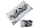 Skull Logo Fishing Neck Scarf Microfiber Polyester White Black Color
