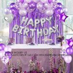 Birthday Party Decoration Balloon Set Purple Balloon Rain Curtain Silver Happy