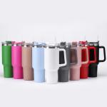 40 Oz Stainless Steel Tumbler With Handle And Straw Reusable Insulated Tumbler