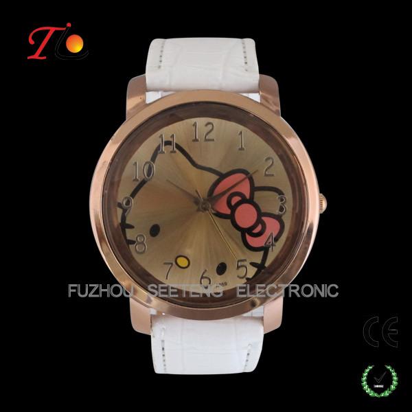 Buy cheap PU leather strap watches color customized for young girls and cute hello kitty dial watch from wholesalers