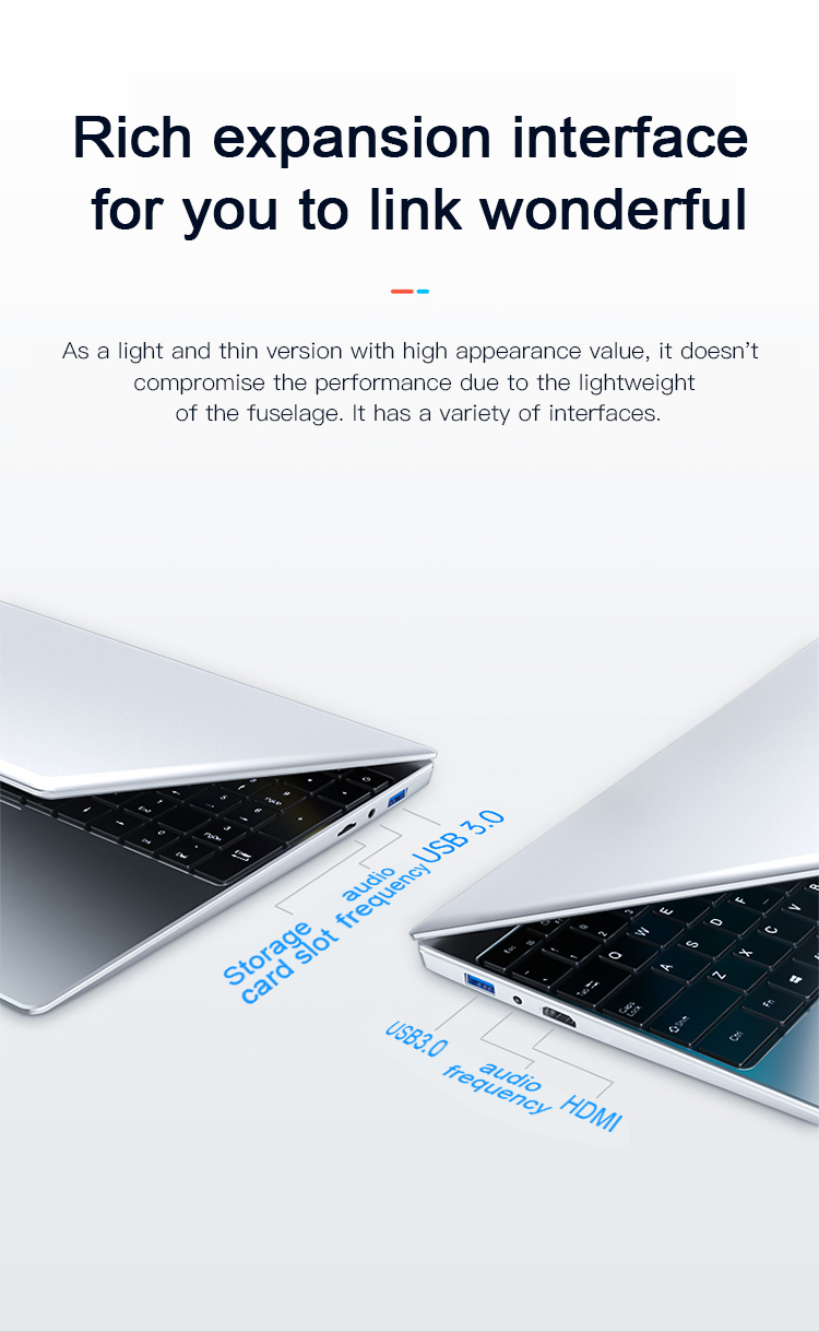 512G SSD Ultra Thin Laptop Computer Thickness 10mm-18mm 14 Inch Display Laptop
