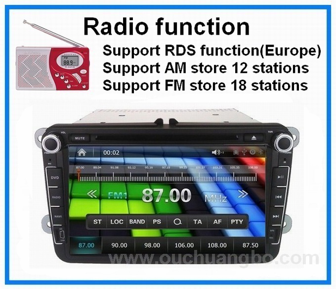 Car DVD GPS for Volkswagen Sagitar /Tiguan /Touran with radio bluetooth TV RDS OCB-8614