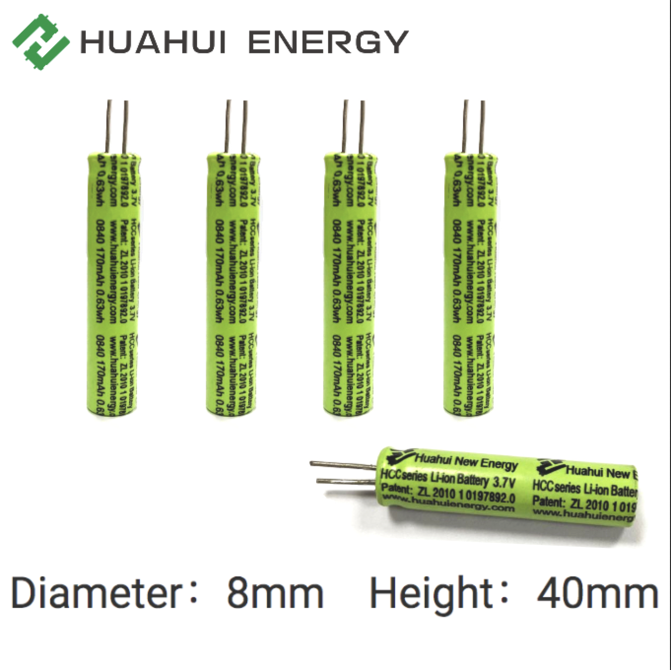 Rechargeable 3.7V 170mAh Lithium Cobalt Oxide Battery HCC0840