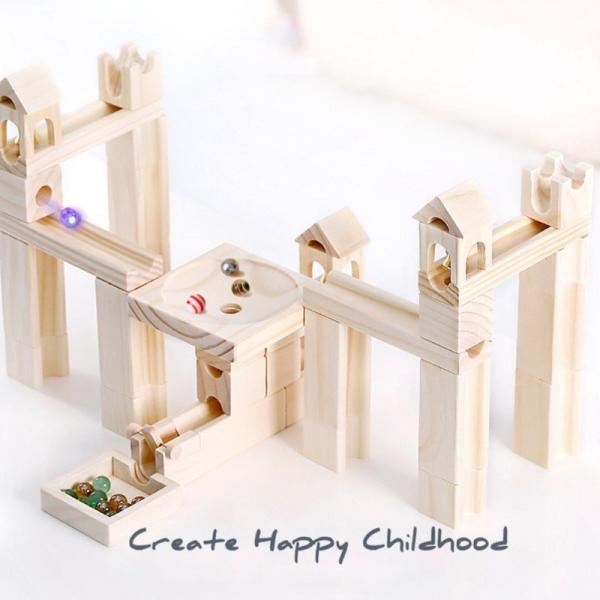 Buy cheap 60pcs Wooden Marble Track Assembly Building Blocks Ball Puzzle Children Educational Toys Kids Gift from wholesalers