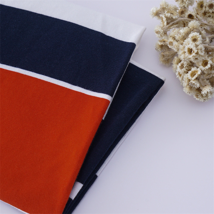 Skin-Friendly Natural Sweat-Absorbent Striped Knit Fabric For Casual Wear