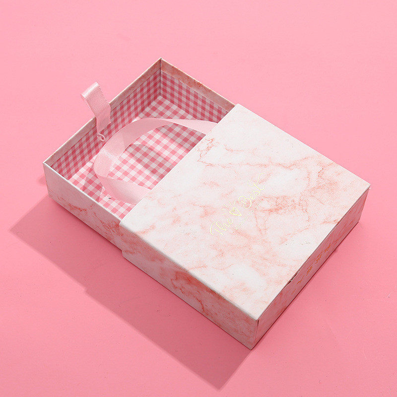 Custom Eco Friendly Offset Printed Slide Drawer Rigid Packaging Box with Ribbon