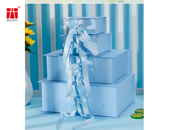 Paper Box Folding Cardboard Printed Magnetic Ribbon Packaging Gift Box Wedding