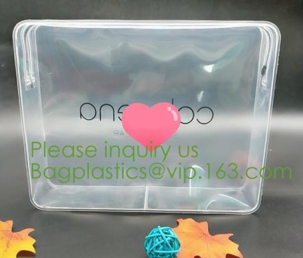 Buy cheap nylon zipper pvc bag Promotional Customize Logo print Transparent PVC plastic clear cosmetic bag with non-woven zipper from wholesalers