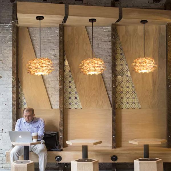 Wicker pendant light shade Haging Lamp For Kitchen Restaurant Lighting Fixtures