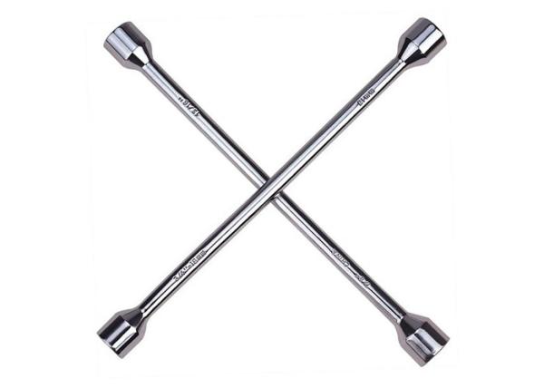 Quality Chrome Car Wheel Wrench Four Way Lug Wrench Dia 17 - 19-21 - 23mm Heads for sale