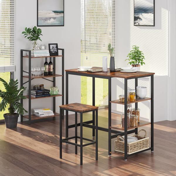 Small Bar Table with Shelves, Bar Table with Storage Shelves, Industrial Bar