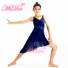 Buy cheap Navy Blue Lyrical Dance Competition Costumes Sequin V-Neck Knee Length High-Low Dress from wholesalers