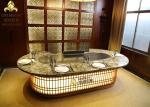 10 Seats Oval Shape Stainless Stell Japanese Teppanyaki Table Grill