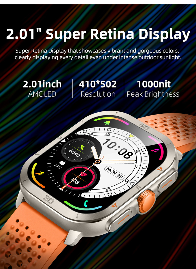 Stylish 2.01 Inch Smartwatch Big Screen Bluetooth Calling Smart Watch AMOLED Display
