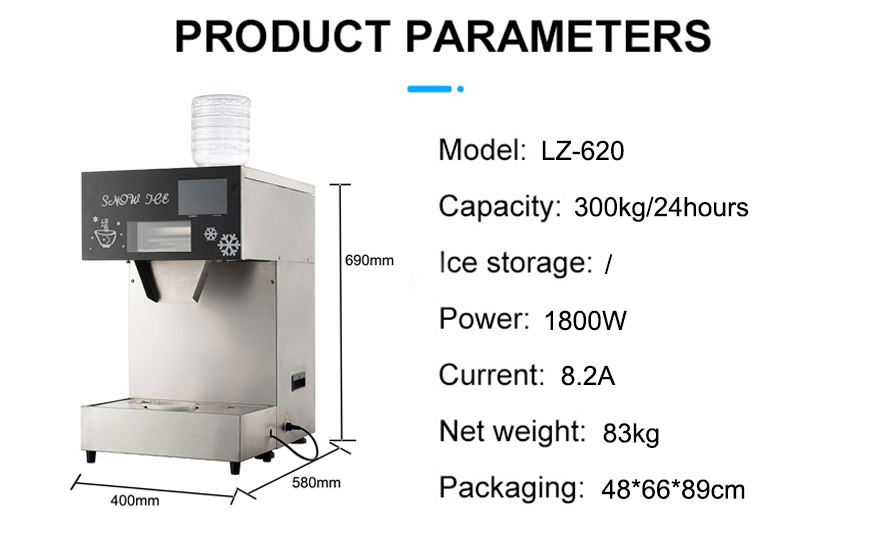 300kg 24Hours LZ-620 Cafe Shop Ice Maker Edible Snow Ice Machine Snow Ice Maker 83kg