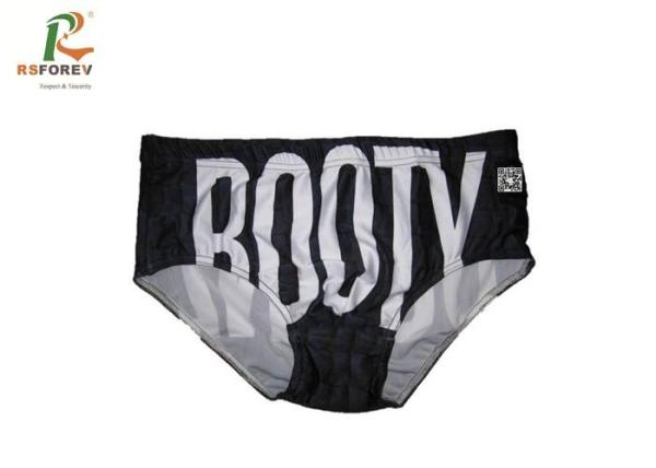 Quick Dry Sexy Bikini Swimwear For Guys , Black Mens Swimwear Bikini Customized