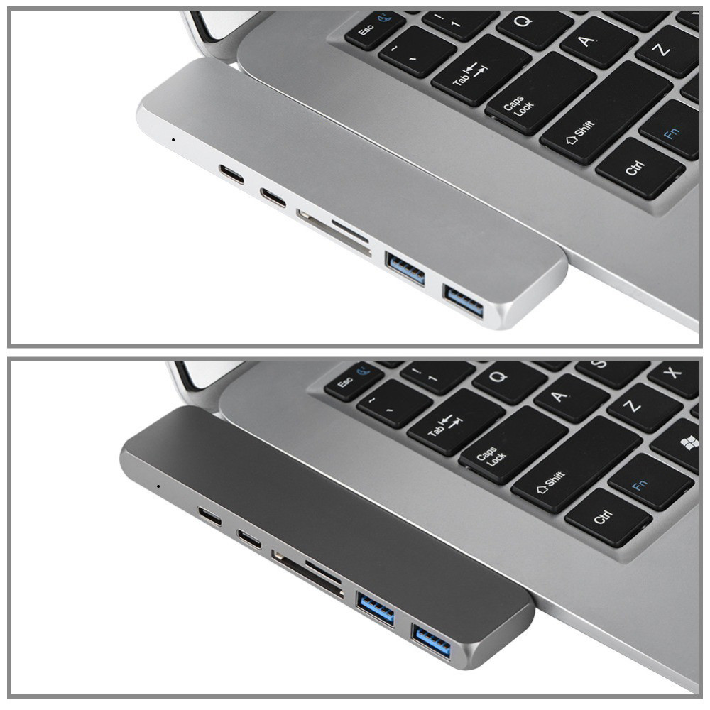 Dual Type-C Hub To 4K SD/TF Card Adapter USB 3.0 Thunderbolt 3 USB-C HUB For Mac