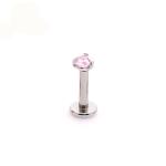 Internally Threaded Labret Piercing Jewelry with Prong Set Gem Top