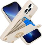 Cardholders with iPhone 13 Pro Max, 360° rotating ring holder, leather holder