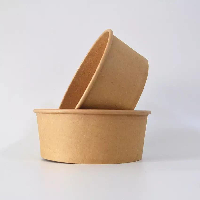 Soup Brown 16oz Kraft Paper Bowls Custom Recyclable Kraft Paper Salad Bowls