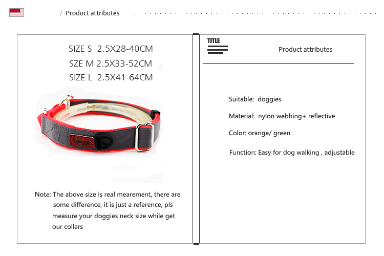 C503 Wholesale Adjustable Custom Print LOGO Reflective Tape Pet Dog Collar