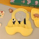 Baby Silicone Tableware Set Self Feeding Easy Clean Up Heat Resistant