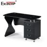 Buy cheap Wood Metal Glass Corner Computer Desk Black Smooth Glossy Finish from wholesalers