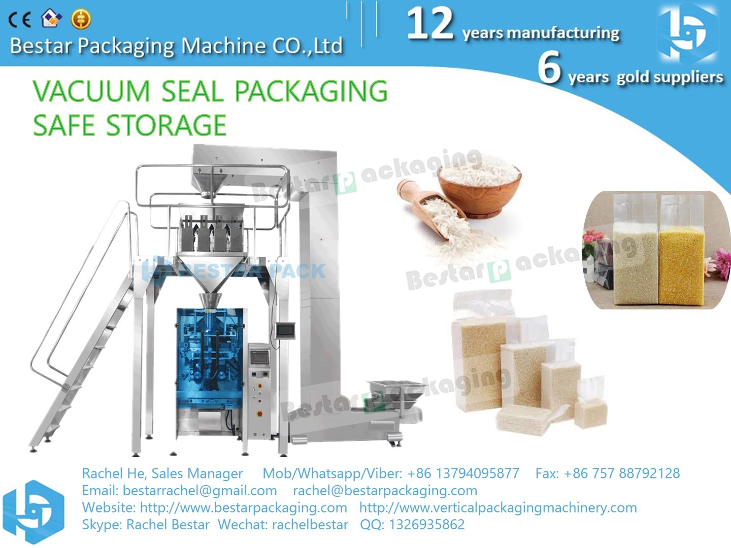 Automatic rice packing machine with vacuum function BSTV-750BZ