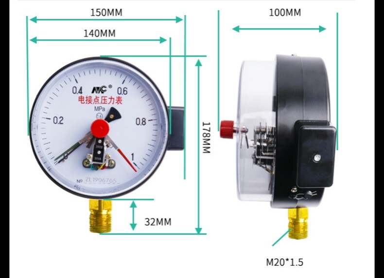 YXC150 Electric Contact Pressure Gauge Magnetically Assisted