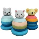 Animals Silicone Stacking Tower Educational Building Blocks Toys For 3 Year Olds
