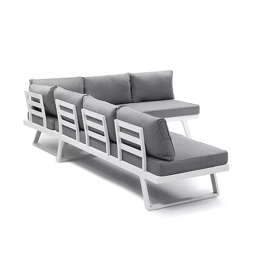 Aluminum Frame Patio Set AJUNION Modern Outdoor Furniture Daybed Sectional Lounge Set