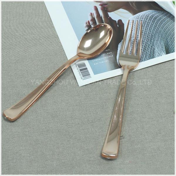 Disposable Rose Gold Plastic Spoon Fork Knife Cutlery Set Wholesale High Quality