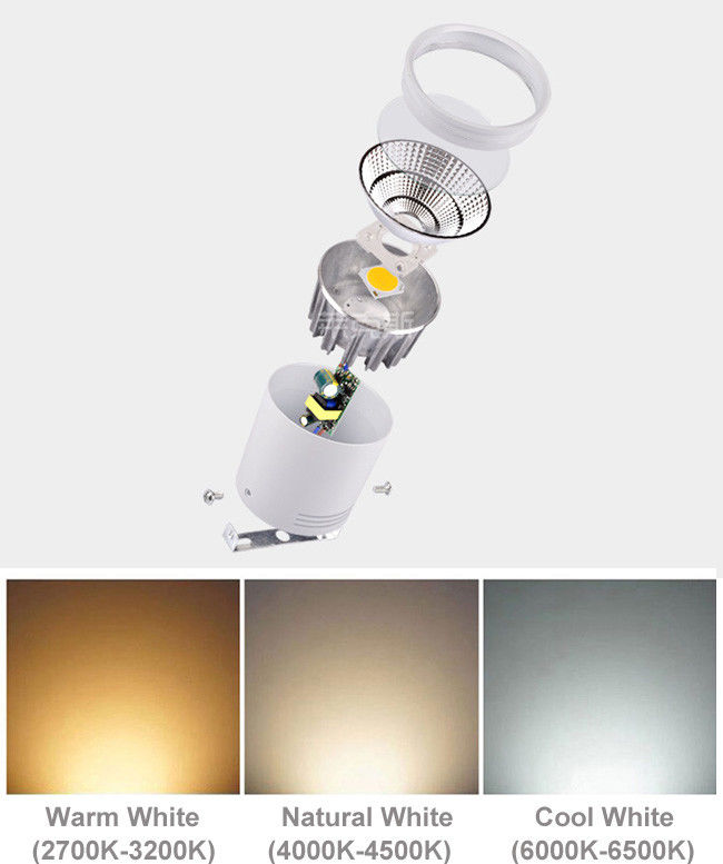 Black / White Aluminum LED Down Light Low Maintenance Cost 1000lm 220V