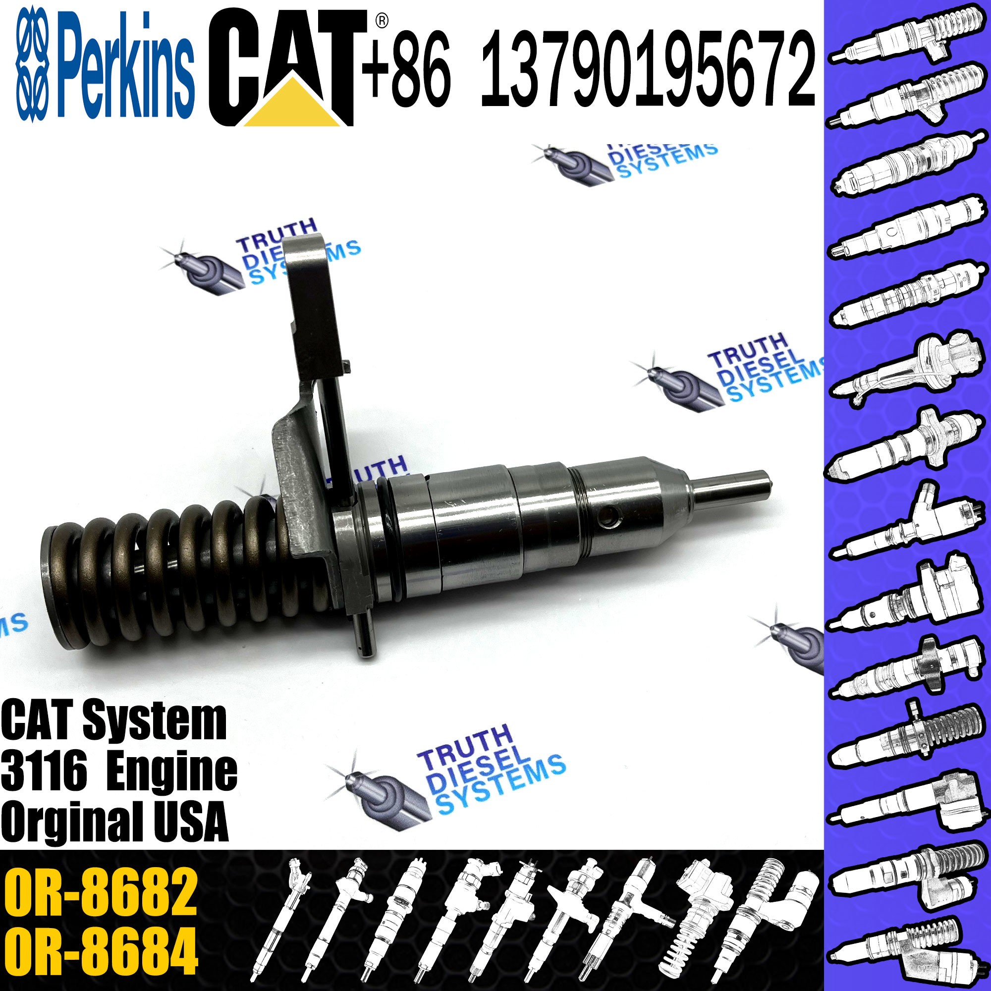 Common rail injector 127-8205 New common rail injector 0R-8682 for Caterpillar_ CAT_ 3116_ 3114 diesel injector