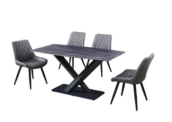 Quality Grey 150x80x77cm 6 Seater Dining Table With Marble Top for sale