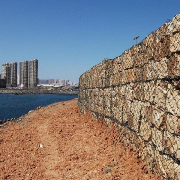 Buy cheap 80 X 100 Mm Crimped Gabion Fence System / Woven Gabion Baskets from wholesalers