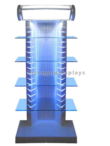 Buy cheap Top Illuminating Retail Gondola Shelving Metal Glass Display Stand For Merchandising from wholesalers