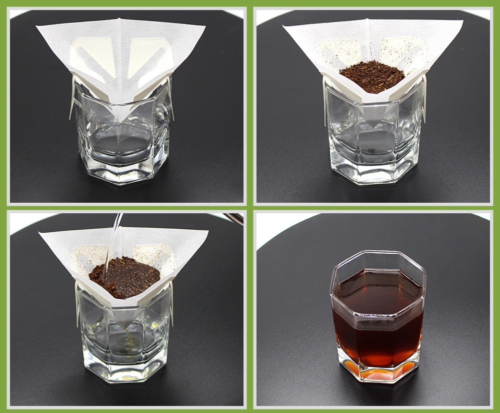 Non Woven Paper Cotton Drip Coffee Filter Bags 3 Side Seal Food Grade Customized Size