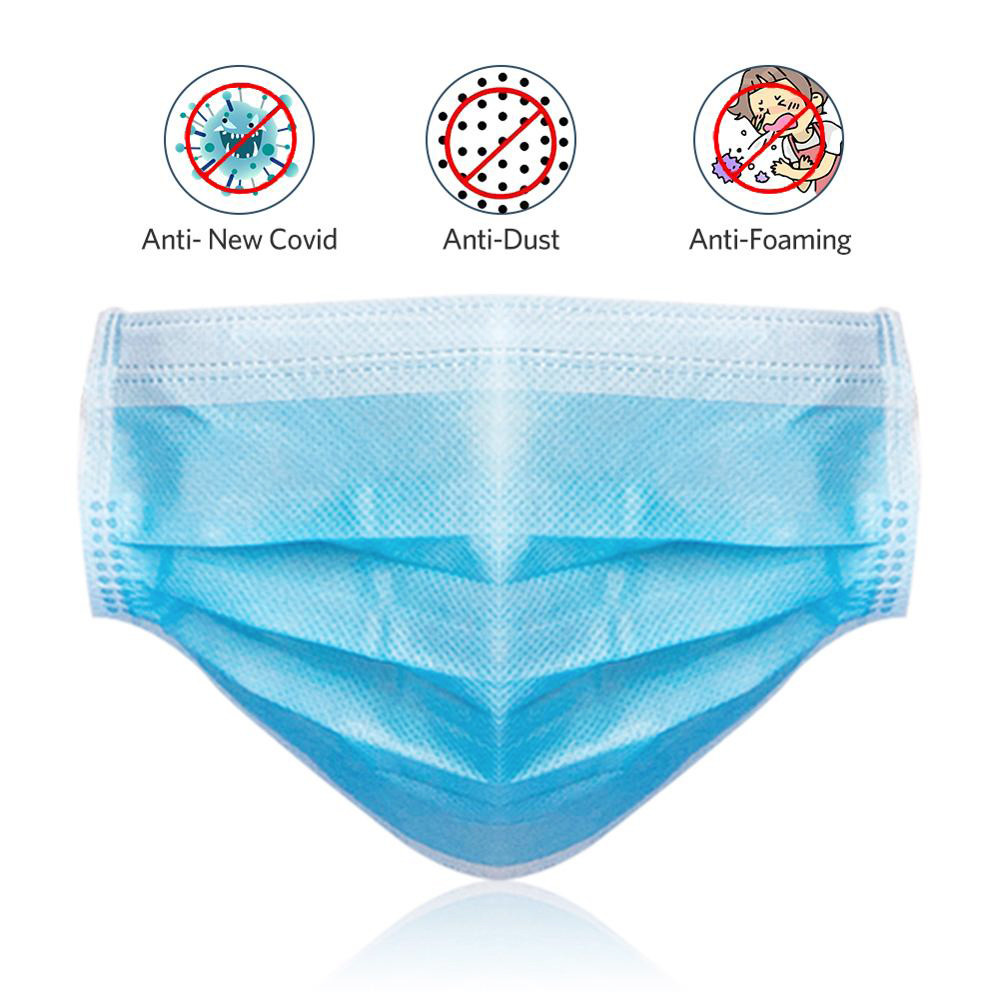Anti Virus Disposable 3 Ply Face Mask Skin Friendly With Elastic Ear Loop