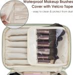 Women Green Travel Makeup Organizer Cosmetic Brush Case in Eco Vegan Leather