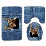 Pets Universal Toilet Lid Cover Bathroom Mat 3 Piece Set Non Slip