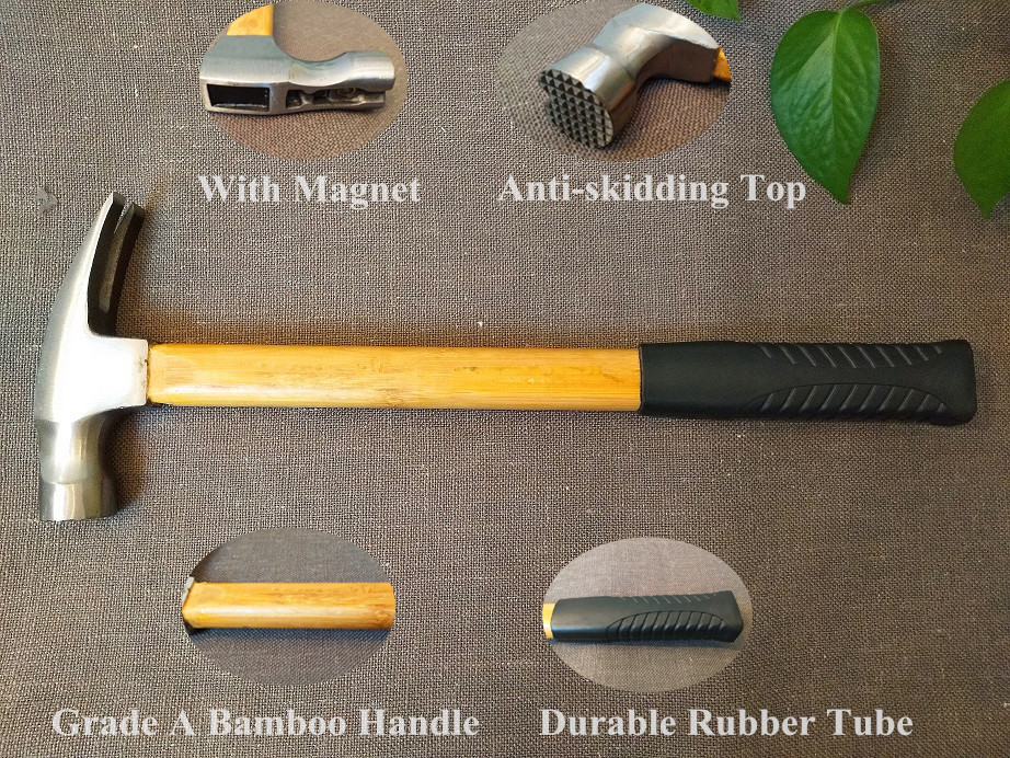 Garde A Bamboo handle polishing surface magnet antiskid Claw hammer hand construction tools